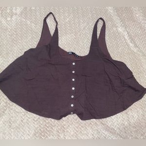 Zara Flowy Brown Crop Top